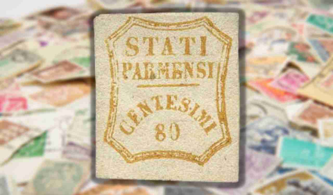 Il francobollo che vale 350.000 euro. Francobollo degli stati Parmensi da 80 cent prodotto nell'anno 1859.