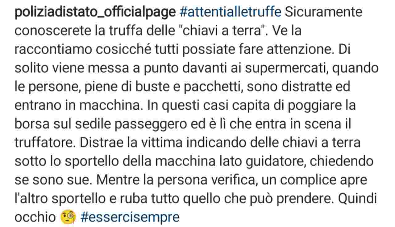 Screen instagram polizia di stato truffe