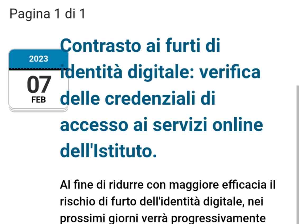 avviso INPS contro le truffe e furto d'identità